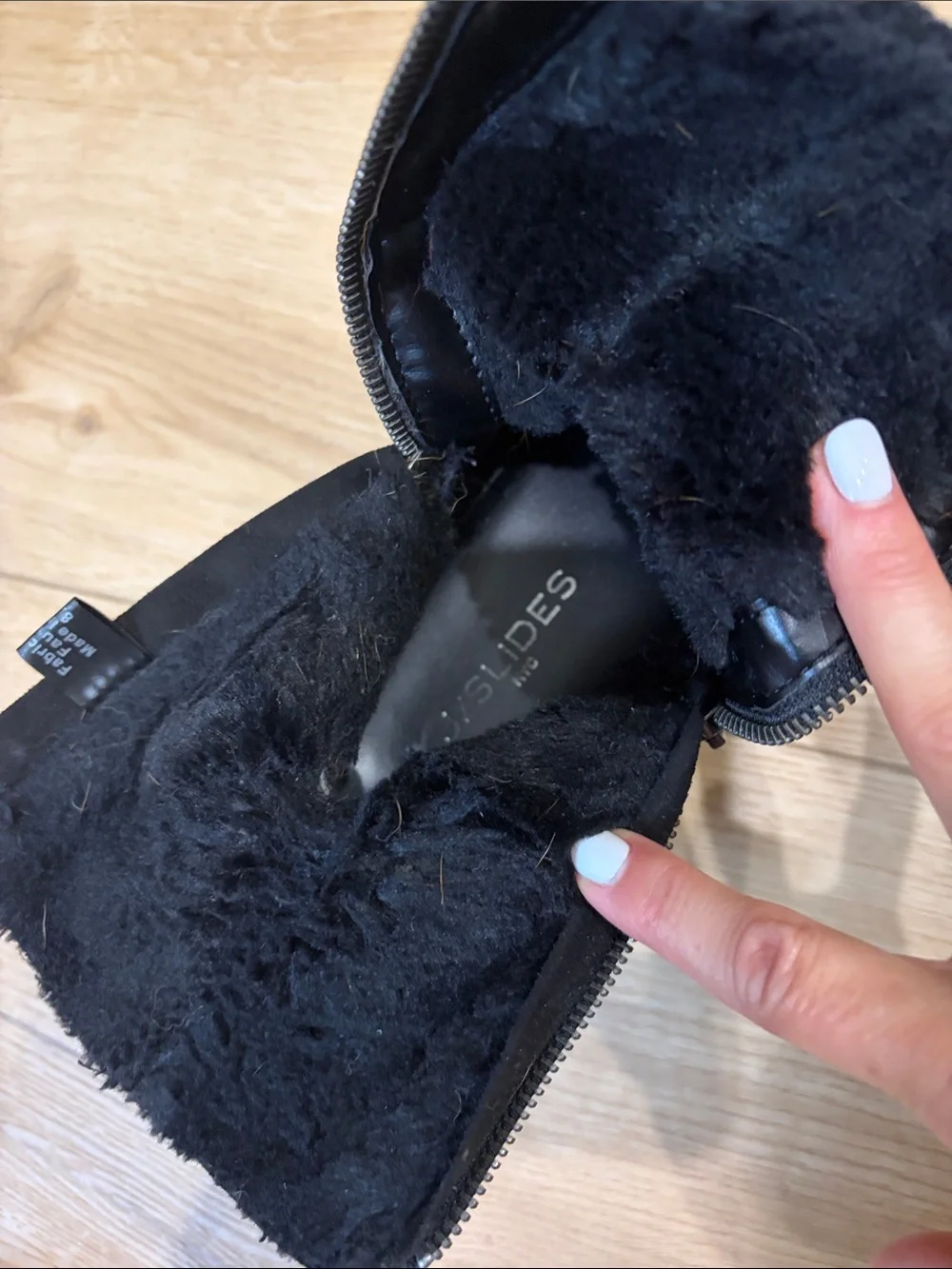 J Slides faux fur lined ankle booties